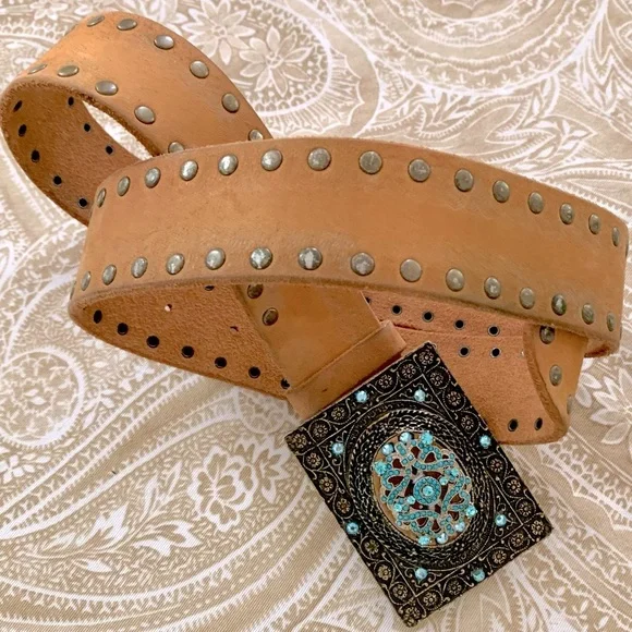 Streets Ahead leather belt embellished buckle Bailey - Black Leather Belt Engraved And Embellished Antique  main image 4